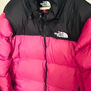 The North Face Pink and Black Puffer Jacket